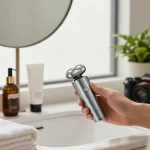 Laifen Europa elektrischer Rasierer in einem luxuriösen Badezimmer mit stilvollen Pflegeaccessoires präsentiert