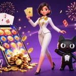 Experience excitement at big88vn with a glamorous dealer and dynamic casino elements, showcasing a vibrant gaming scene.
