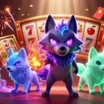 Engage in dynamic gameplay with gk888 on vibrant slot reels featuring lucky symbols and animated spirit wolves.