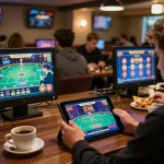Players engaging with SC88 online casino games on tablets in a cozy setting.
