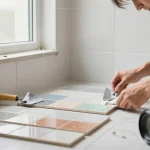 Badkamer tegels overplakken voor een stijlvolle badkamer renovatie met nieuwe tegels.