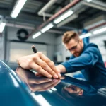 Hagelschaden Reparatur München von einem Fachmann in einer modernen Werkstatt.