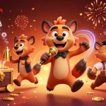 Soi cầu lô đề hôm nay shows a colorful scene where hyenas run a comedy casino, engaging in laughter and camaraderie.