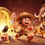 Experience the thrilling adventure of lv88 gaming in a vibrant prehistoric casino scene.