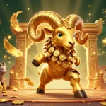 S666 ra mắt sảnh Tài xỉu MD5 showcases an exciting golden ram entering a vibrant betting scene.