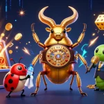 Engage with thrilling action at 777vip featuring a golden stag beetle and vibrant casino elements.