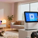 Homey Pro 2026 Test showcasing smart home integration and user interaction in a modern setting.